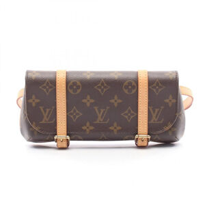 LOUIS VUITTON Authentic Brown Monogram Leather Pochette Fanny Pack